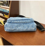 WIAOFELLAS  -  Canvas cash register shoulder messenger bag multi-layer cloth bag unisex wallet