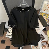 WIAOFELLAS  -  American Style Short-sleeved T-shirt for Men's Summer Top Metal Buttons and Versatile Casual Loose Pullover