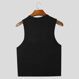 WIAOFELLAS  -  Summer Men Tank Tops Hollow Out Solid Color Sleeveless Male Vests Sexy 2025 Knitted Fashion Crop Tops Men Streetwear