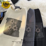 Wiaofellas  -  Oil Painting Printed Pure Cotton Short-sleeved T-shirt Men's New Summer Loose Top
