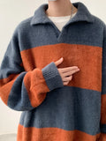 WIAOFELLAS  -  Men's Lapel Knit Pullover Knitted Sweater Large Size Spring Autumn Winter Warm Tops Youth Casual Polo Collar Pullover B221