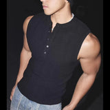 Wiaofellas  -  American Style Knitted Muscle Vest No Sleeve Fitness Training Sports Tank Top Breathable Elastic Casual Summer Polyester Fiber