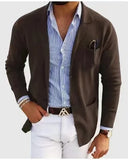 WIAOFELLAS  -  Autumn Fashion Knit Cardigan Men's Sweater Top Male Clothes Long Sleeve V-Neck Solid Weater Slim Fit Sweater Jacket Men's Coat