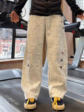 Wiaofellas  -  Casual Sporty Tied-Dye Slant-Cut Loose Fit Straight Leg Pants Men Women Summer CleanFit Drapey Micro Flared Trousers