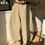 WIAOFELLAS  -  Retro Straight Leg Casual Pants High Street Wide Leg Men's Style Spring Autumn Design Loose American Green Trousers for Men And