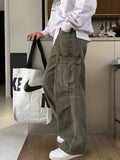 WIAOFELLAS  -  Men's Cargo Denim Pants Simple Loose Wide Leg Jeans Spring Casual American Style Male Trousers 2025 New Menswear