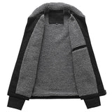 WIAOFELLAS  -  Winter Men's Jackets Suede Warm Fleece Thick Casual Coat Turn Down Collar Windbreaker Zipper Cargo Jacket Coats Men Solid Parkas
