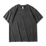 Wiaofellas  -  230G Cotton Men's T-shirt American Large Size Tees Summer Vintage Clothes Washed Tees Casual Short Sleeve Basic Male Tops