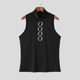 WIAOFELLAS  -  Men Tank Tops Solid Hollow Out Sexy Knitted Male Vests Summer Streetwear Tops Turtleneck Sleeveless Fashion Men Clothing