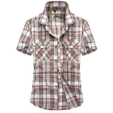 WIAOFELLAS  -  New Short Sleeve Plaid Shirt Summer Thin Polo Collar Solid Loose Men's Casual Half Sleeve