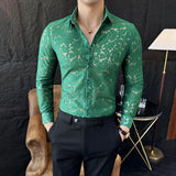 WIAOFELLAS  -  Sexy Men's Mesh See Through Fishnet Lace Shirts Long Sleeved Slim Fit Transparent Shirt for Men Nightclub Prom Camisa Masculina