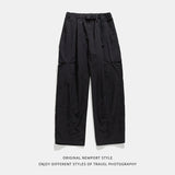 WIAOFELLAS  -  Man Fashion Trousers Hip Hop Casual Straight Leg Cargo Pants Side Pocket Design Solid Baggy Trouser Male Outdoor Pant