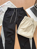 WIAOFELLAS  -  adient ey Sports Casual Pants Men Women Qui Dry Breathable Autumn Fce Straight Leg Pants Splice Color Blo