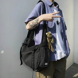 WIAOFELLAS  -  Unisex Oversized Crossbody Bag with Large Capacity and Street-Style Gothic Workmanship messenger bag men  canvas bag