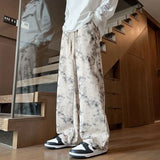 WIAOFELLAS  -  Corduroy Tie-dye Irregular Pants for Men American Loose Casual Sports Wide-leg Trousers