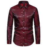 Wiaofellas  -  New Men's Dress Shirts Jacquard Long Sleeve Tops Men Male Business Casual Man Prom Shiny Wedding Shirt LS29