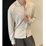 WIAOFELLAS  -  Fashionable spring and summer thin cool breathable long-sleeved lapel knitted cardigan versatile retro top