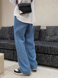 WIAOFELLAS  -  Casual Men's Denim Pants Trend Blue Straight Long Pants 2022 New Spring Korean Tide Wide Leg Jeans 2A0251