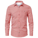 WIAOFELLAS  -  Casual Shirt Plaid Print Top Basic Men'S Long Sleeve Single Breasted Casual Versatile Lapel Basic Suitable For Work Daily Wear