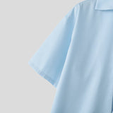 WIAOFELLAS  -  Men's Shirt Lapel Short Sleeve Solid Casual Men Clothing Loose Korean Style Streetwear Shirts Fashion Male Tops S-5XL