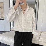 WIAOFELLAS  -  Sexy Silk Satin Shirts for Men Long Sleeved Shiny Smooth Solid Loose Men's Dress Shirt Autumn Spring Club Prom Mens Clothing