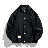 WIAOFELLAS  -  Vintage Men Suede Jacket Solid Color Standing Collar Thickened Shirt Jacket Korean Couple Clothing Male Shirts