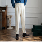 WIAOFELLAS  -  Neapolitan Men's Casual Busin Pants Autumn Season Slim Fit Briti Sle Nine Point Straight Leg Trousers for Young Men