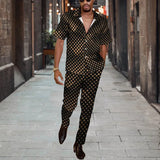 WIAOFELLAS  -  Short Sleeve Shirt Button Tops+Trousers Men 2Pcs Set Suit 3D Chic Harajuku Vintage Printing Summer Hawaii Beach Cardigan Outfits