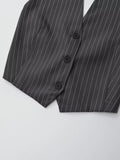 Wiaofellas  -  New Women Sexy Backless Bow Tied Striped Print Short Blouse Female Chic Sleeveless Breasted Vest Shirt Blusas Tops