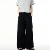 WIAOFELLAS  -  Mens Pants Cargo Multi-Pocket Casual Pants Autumn Streetwear Fashion Daily Micro-Flared Wide-Leg Pants Men'S Clothing 2025 New