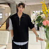 Wiaofellas  -  Summer Polo Shirt Men Short Sleeve Patchwork Harajuku Style Mens Fashion Shirt Hip Hop Top Tees Male Clothing Shirts E208