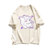 WIAOFELLAS  -  Couple's Matching Short Sleeve T-Shirt Set Cotton Cartoon Rabbit Printed Crew Neck Tops For Men And Women Summer Casual Wear