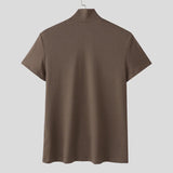 WIAOFELLAS  -  Men T Shirt Solid Color Deep V Neck Short Sleeve Summer Casual Male Tee Tops Streetwear 2025 Fashion Men Clothing S-5XL