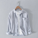 Wiaofellas  -  Spring Men's Oxford Cotton Casual Stand Collar Long-Sleeve Shirt