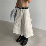 WIAOFELLAS  -  New Summer Men's Casual Shorts Solid Color Splicing Raw Edge Casual Bottom Straight Leg Loose Male Trousers Simple