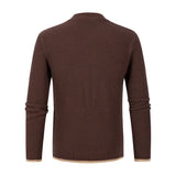 Wiaofellas  -  New Men's Round Neck Loose Color Block Pullover Sweater Knitted Youth Casual Bottom Shirt