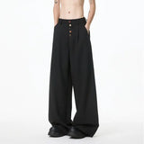 WIAOFELLAS  -  Brown Suit Pants Men Oversized Fashion Society Mens Black Dress Pants Korean Loose Wide Leg Pants Mens Office Formal Trousers