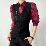 WIAOFELLAS  -  Fashion High-End Party Dance Solid Color Suit Vest Unisex 2025 Spring And Autumn New British Trend Slim Casual Suit Vest Jacket