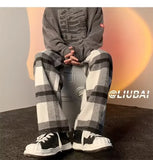 WIAOFELLAS  -  Men Women Woolen Straight Leg Casual Pants Autumn Winter Plaid Wide Leg Trousers High Street Brand Fashionable Trousers