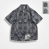WIAOFELLAS  -  High street fashion shirt Men's Hawaiian short sleeve couple dress men's summer top Beach Cuban collar shirt