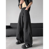 WIAOFELLAS  -  Korean Men's Casual Pants Trendy Solid Color Loose Straight Wide Leg Trousers Y2k Pantalones Hombre Baggy Overall Cargo Pants