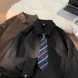 WIAOFELLAS  -  2025 Fashion Men's Spring Autumn Long Sleeve Casual Shirt Male Solid Color Loose Shirts Men Turn Down Collar Blouses P695