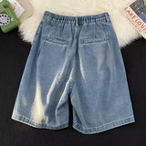 WIAOFELLAS  -  Summer couples washed solid color five-quarter denim shorts men's and women's straight leg wide leg casual medium pants