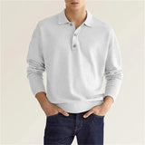 Wiaofellas  -  Men Long Sleeve Polo Shirt V Neck Button Up Casual Autumn Basic Solid Color Knitwear Tops For Men