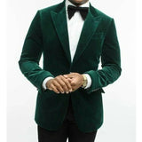 Wiaofellas  -  Men Suits For Wedding Bridegroom Velvet Wedding Tuxedos Slim Fit Male Fashion Peak Smoking Blazer 2 Pcs (Jacket+Pants)