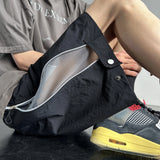 WIAOFELLAS  -  Summer Thin Running Shorts for Men Side Zippers Casual Sport Short Pants Drawstring Quick Dry Sports Shorts Black/Navy Blue
