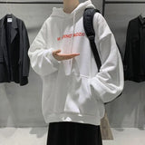 Wiaofellas  -  Male Clothes Hoodies White Sweatshirt For Men Hooded Simple Letter Loose Aesthetic New In Pastel Color Elegant Hot Offers Warm