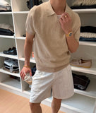 Wiaofellas  -  Summer Old Money Style Ice Silk Knit Polo Shirt Men Seagull Collar Thin Breathable Short Sleeve Casual T shirt