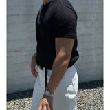 Wiaofellas  -  New Round Neck Men's Textured Sports Trendy Casual Pullover Muscle Slim Snake Pattern Short-sleeved Top
