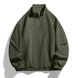 WIAOFELLAS  -  Thin Stand Collar Workwear Jacket Men New Spring Autumn Men's Solid Color Coat Zipper Fashion Windproof Bomber Jackets Man
